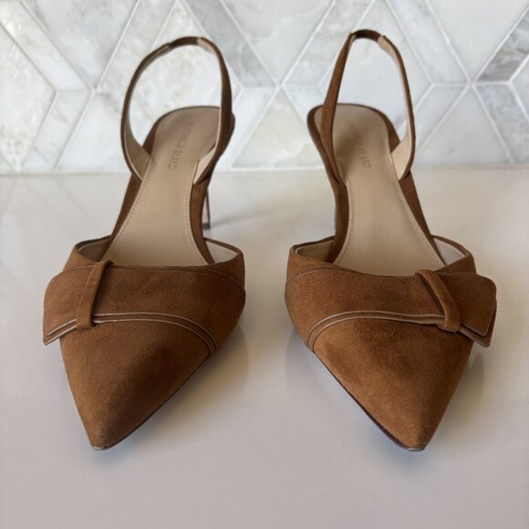 Veronica Beard 8M Brown Suede Strap Slingback Pointed Toe Stiletto Heel Lisbeth - Picture 2 of 11